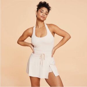 NWT Blogilates Women's Game Set Match Halter Active Dress - Light Taupe XS